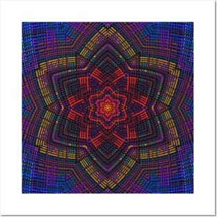 Weave Mandala Purple Red Yellow and Blue Posters and Art